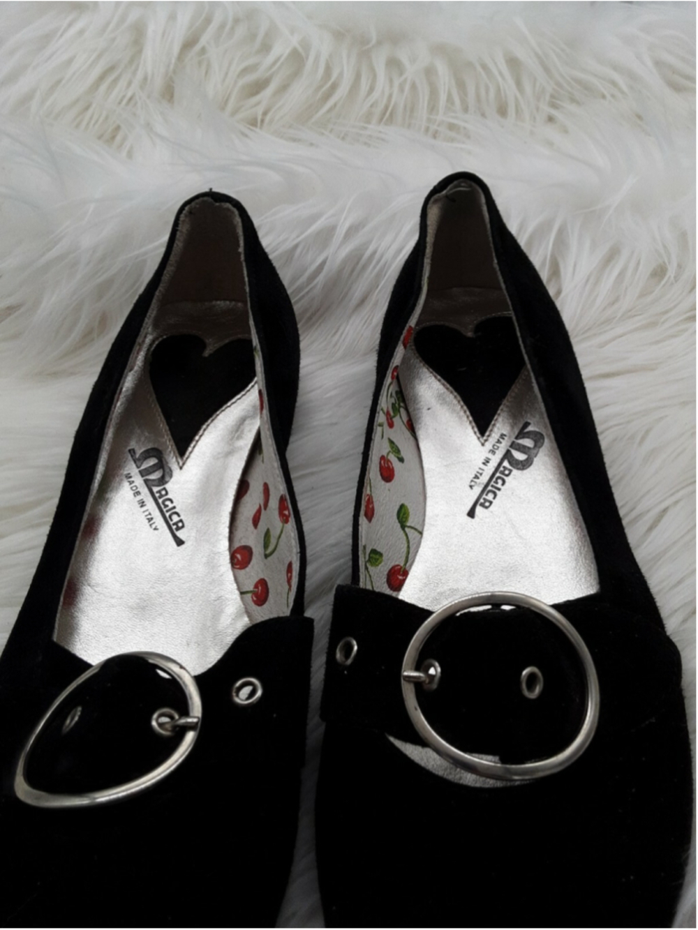 MAGICA BLACK LEATHER SUDED MADE IN ITALY BALLET FLATS SHOES WOMENS SIZE 6.5 US
